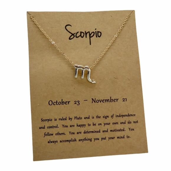 Scorpio Pendant Necklace Gold Horoscope Zodiac Necklace - Picture 1 of 3